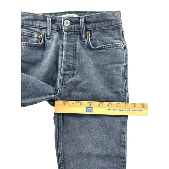Re/Done 70s Stove Pipe Jeans Faded Black 24 Button Fly Raw Hem High Waist Crop - Picture 7 of 13